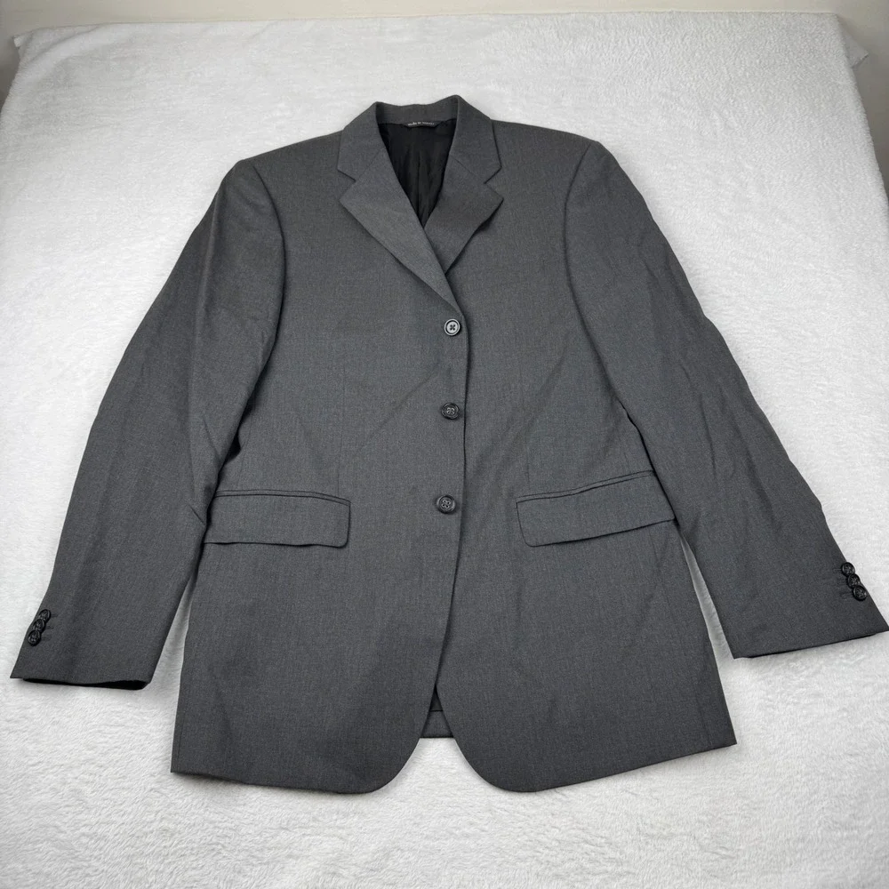 Banana Republic Blazer Mens 42R Grey Modern Fit 100% Wool 3-Button Suit Jacket